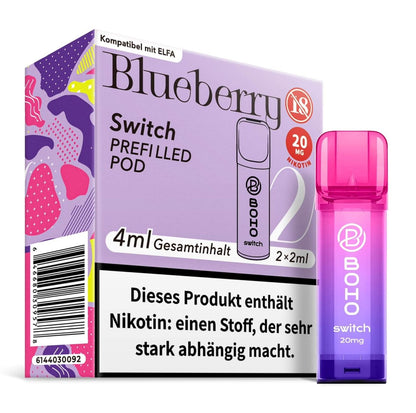 Vape’Ger Boho Switch Pod (2er Set) - Blueberry (Blaubeere) Einweg Pod-System - EAN 646680309578 - von vape-dealer.de