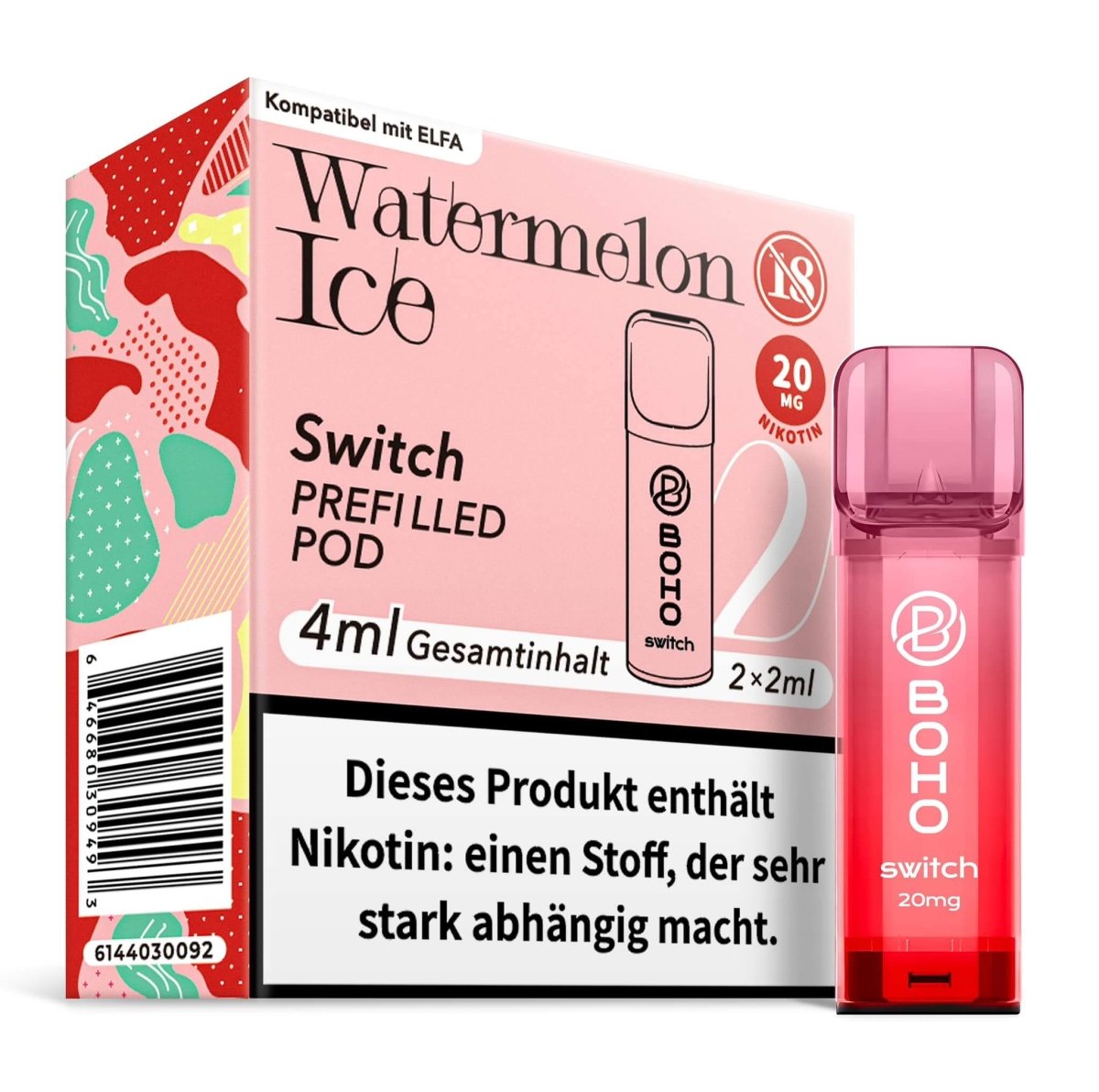 Vape’Ger Boho Switch Pod (2er Set) - Watermelon Ice (Wassermelone Menthol) Einweg Pod-System - EAN 646680309493 - von vape-dealer.de
