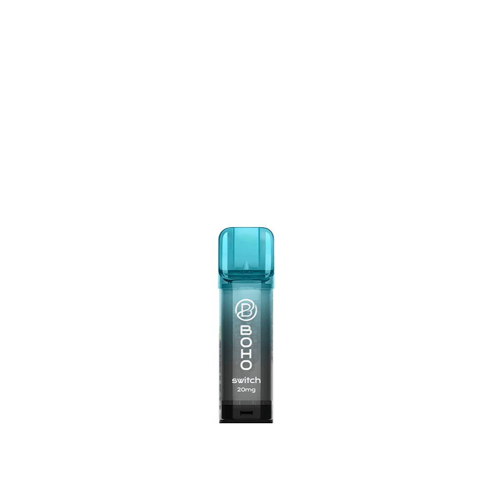 Boho Switch Pod in Black Ice Aroma, vereint Brombeere und Menthol für ein erfrischendes Dampferlebnis. 20mg Nikotin. Kompakt und stylisch.