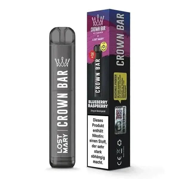 Crown Bar Blueberry Raspberry Vape: Fruchtige Mischung aus süßen Blaubeeren und sauren Himbeeren für deinen intensiven Genuss.