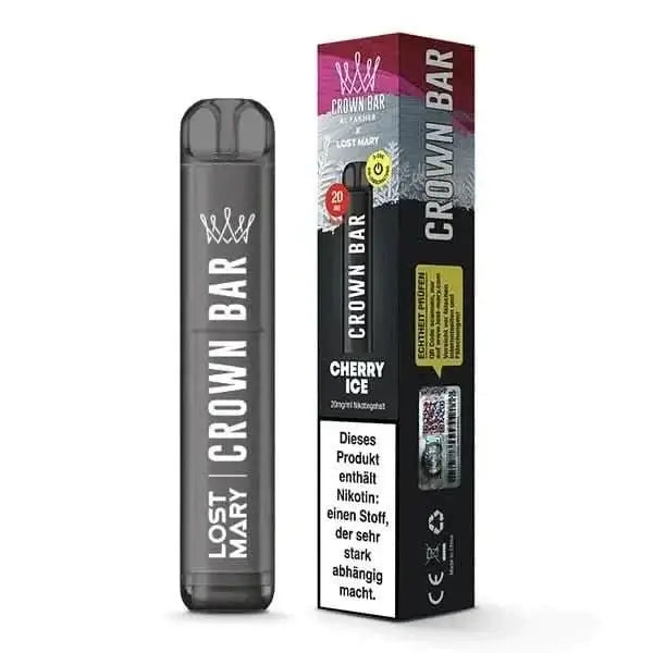Crown Bar Cherry Ice E-Zigarette mit erfrischendem Kirsch-Menthol-Geschmack für ein süßes und kühles Dampferlebnis.