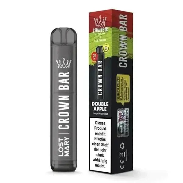 Crown Bar Double Apple mit intensivem Apfelaroma für dein ultimatives Dampferlebnis. Perfekt für traditionelle Apfelgeschmacksliebhaber.