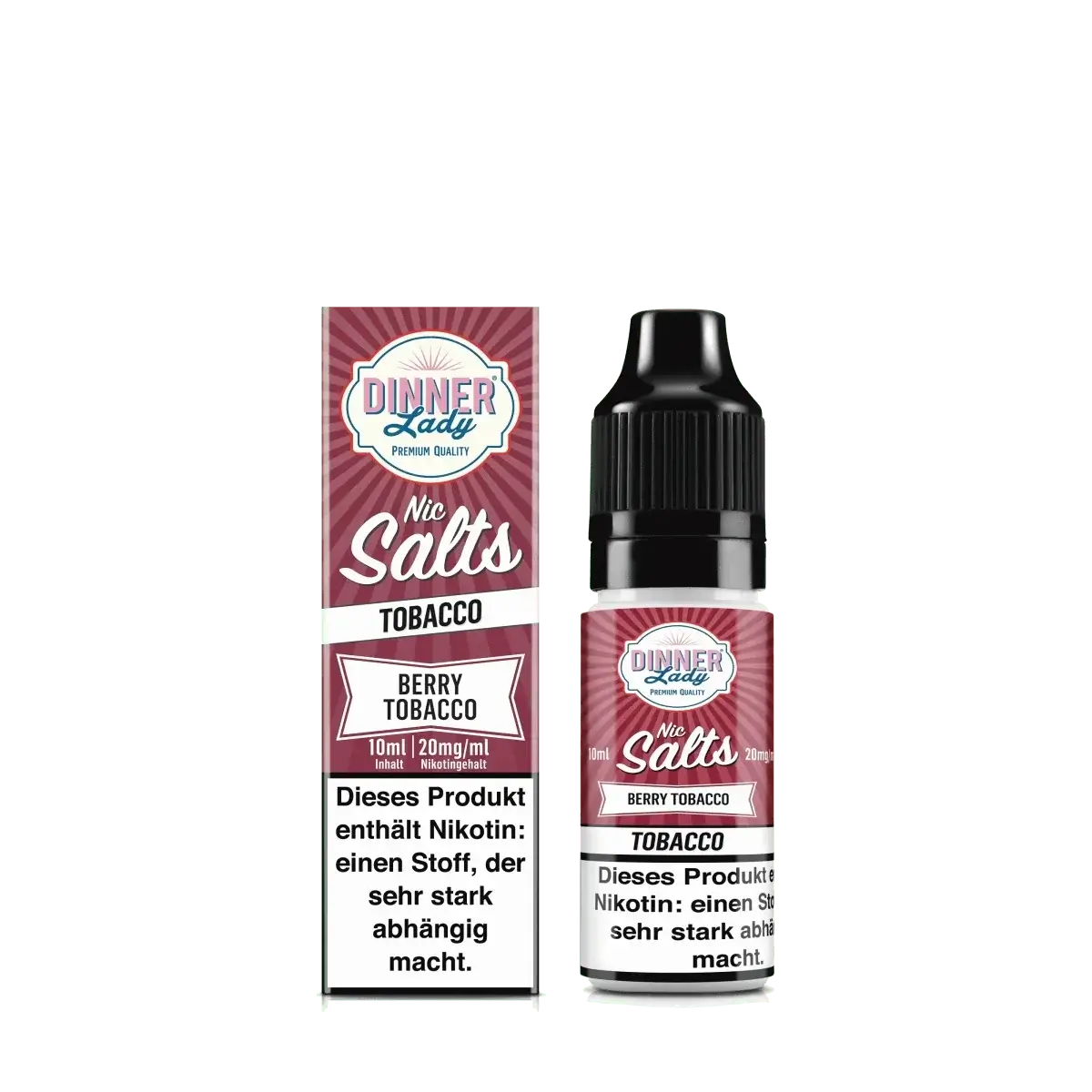 Entdecke Dinner Lady's Berry Tobacco Nic Salts – der perfekte Mix aus süßem Beerenaroma und klassischem Tabakgenuss.
