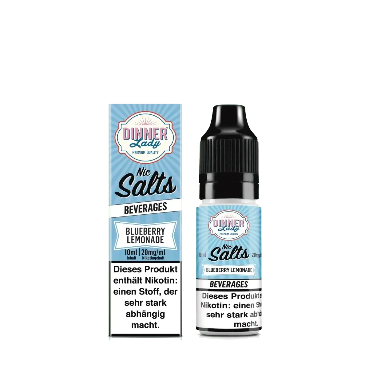 Entdecke das erfrischende E-Liquid Blueberry Lemonade von Dinner Lady mit süßen Blaubeeren und zitroniger Frische. Perfekt für heiße Tage!