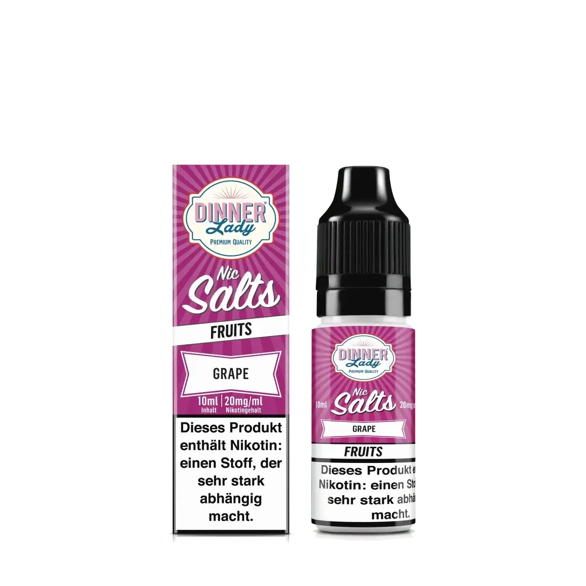 Dinner Lady Nic Salts Grape E-Liquid - Erlebe süße Trauben. 10ml Flasche mit 20mg/ml Nikotin, ideal für Fruchtliebhaber.