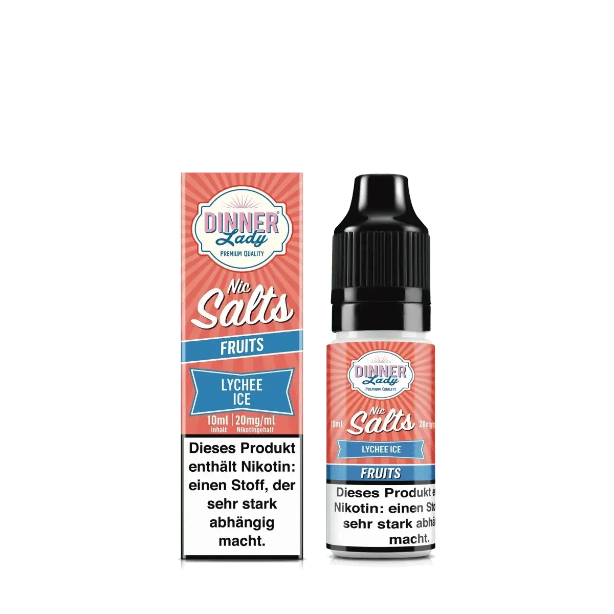 Genieße das Dinner Lady Nic Salts Lychee Ice E-Liquid mit exotischem Litschi-Geschmack und erfrischendem Menthol-Twist.