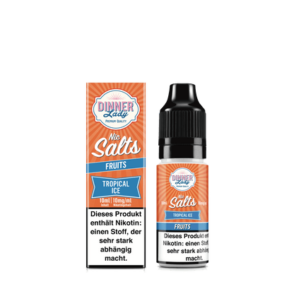 Dinner Lady Nic Salts Tropical Ice E-Liquid 10ml, Zitrone, Limette, Orange und Menthol Geschmack, Fruchtige Erfrischung.