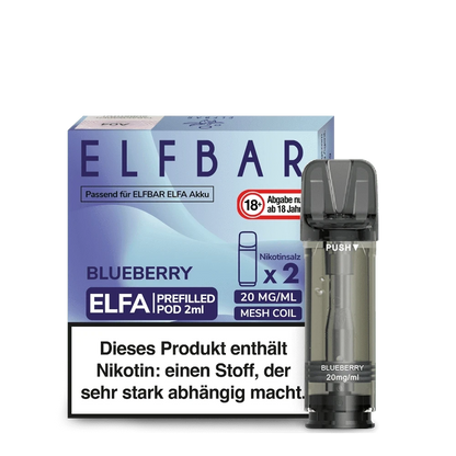 Elfa Pod 2er Set in Blueberry Geschmack mit 20mg Nikotinsalz, authentischer Blaubeerenaroma für intensives Vaping-Erlebnis