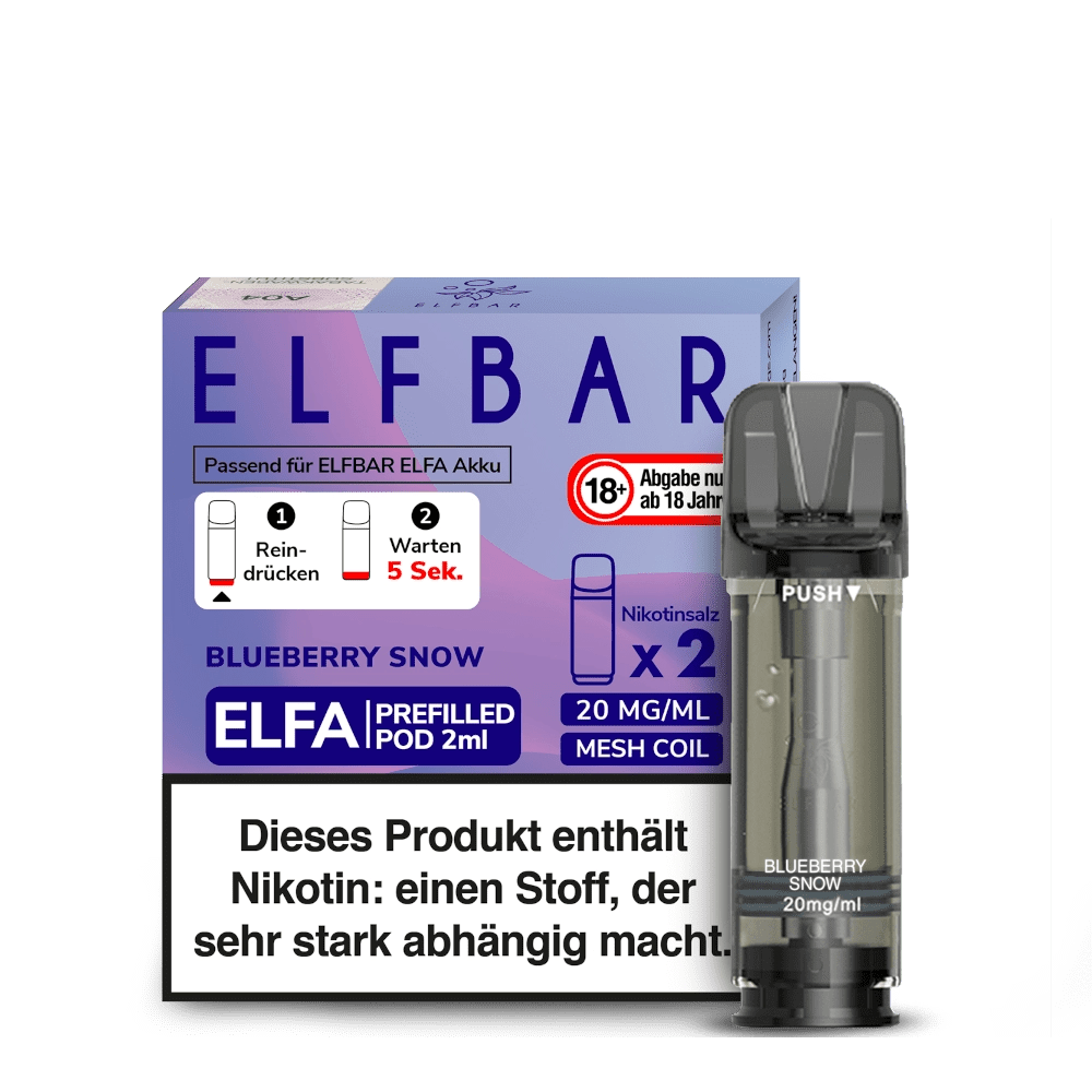 Elf Bar Elfa Pod (2er Set) - Blueberry Snow (Blaubeere Menthol) Einweg Pod-System - EAN 4255606757841 - von vape-dealer.de