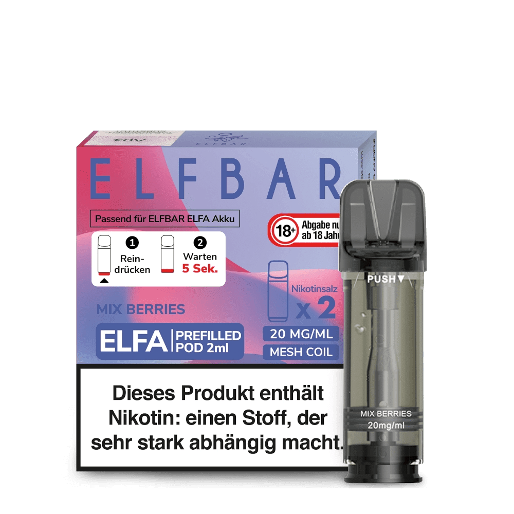 Elf Bar Elfa Pod (2er Set) - Mix Berries (Beeren Mix) Einweg Pod-System - EAN 4255606730455 - von vape-dealer.de