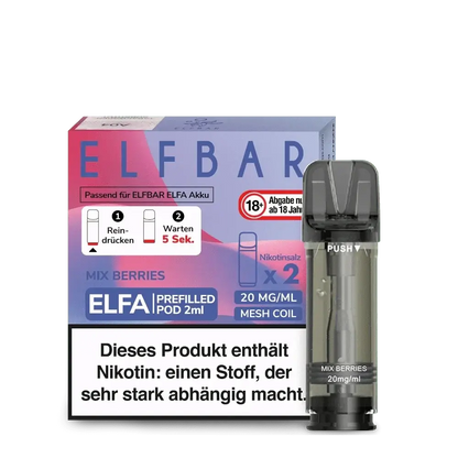 Entdecke den leckeren Mix aus Beeren mit Elfa Pod (2er Set) – ideal für ein süß-säuerliches Dampferlebnis, Nikotingehalt 20mg/ml.