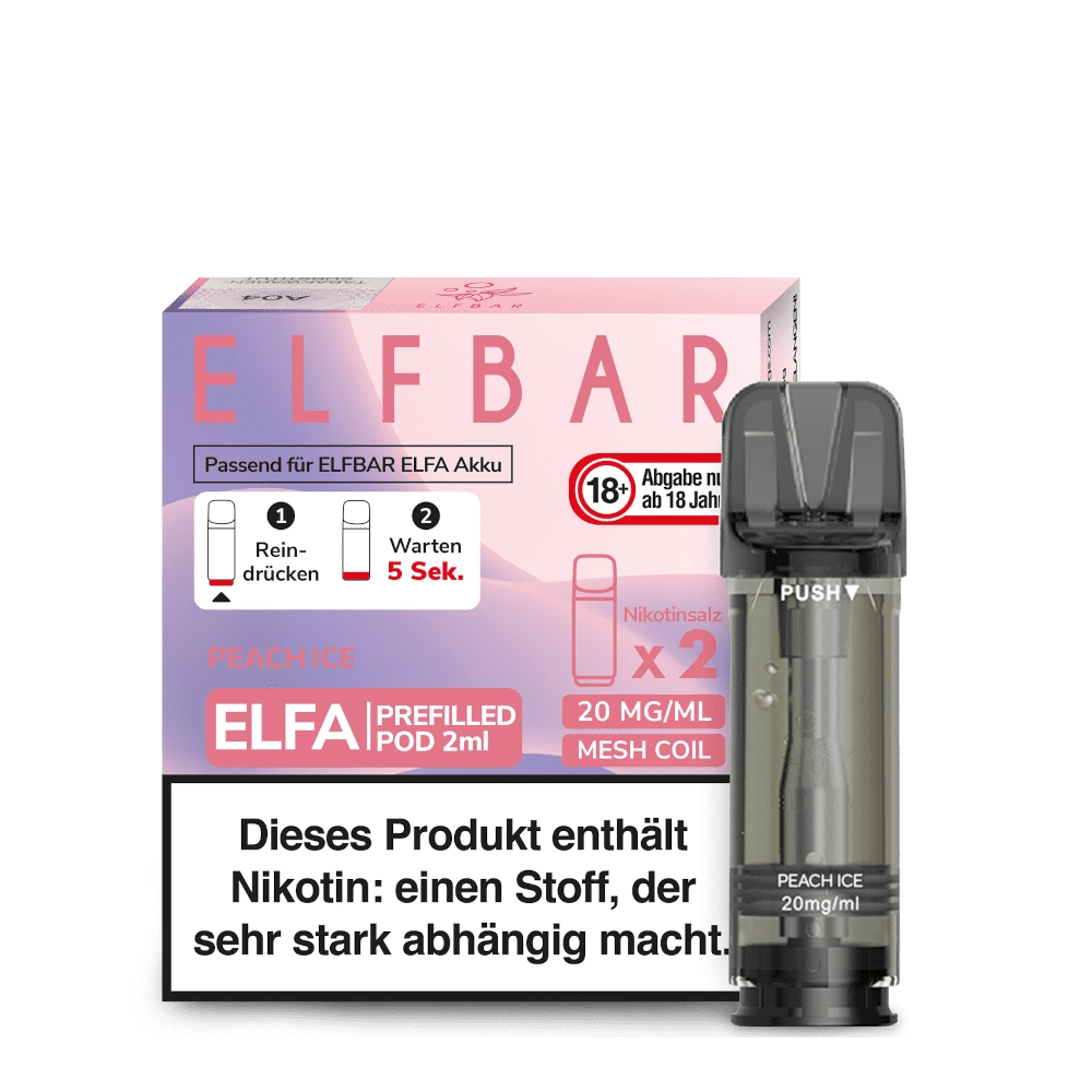 Elf Bar Elfa Pod (2er Set) - Peach Ice (Pfirsich Methol) Einweg Pod-System - EAN 4260769638975 - von vape-dealer.de