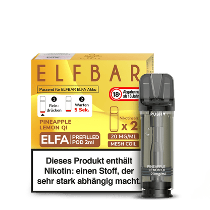 Elf Bar Elfa Pod (2er Set) - Pineapple Lemon Qi (Ananas-Zitronen-Limonade) Einweg Pod-System - EAN 4255606757872 - von vape-dealer.de