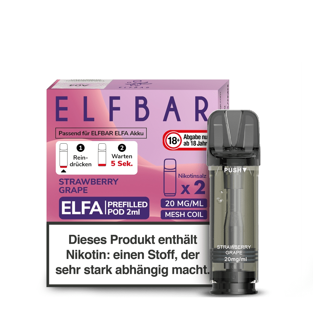 Elf Bar Elfa Pod (2er Set) - Strawberry Grape (Erdbeere Traube) Einweg Pod-System - EAN 4260769638890 - von vape-dealer.de
