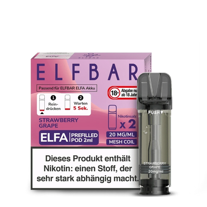 Elfa Pod Set, süße Erdbeeren und saftige Trauben; genieße den fruchtigen Geschmack beim Dampfen. Perfekt für alle Fruchtfans.