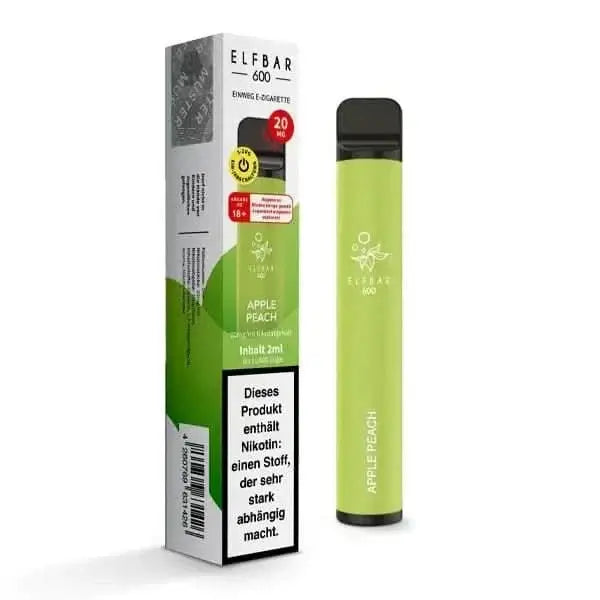 Elf Bar 600 CP Apple Peach Vape Pen mit fruchtigem Apfel-Pfirsich-Geschmack, ein süßes und samtig-weiches Dampf-Erlebnis.