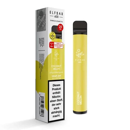 Alt Tag: Elf Bar 600 CP Coconut Melon Vape Pen, tropische Kokosnuss- und Melonenaromen für dein Urlaubsgefühl.