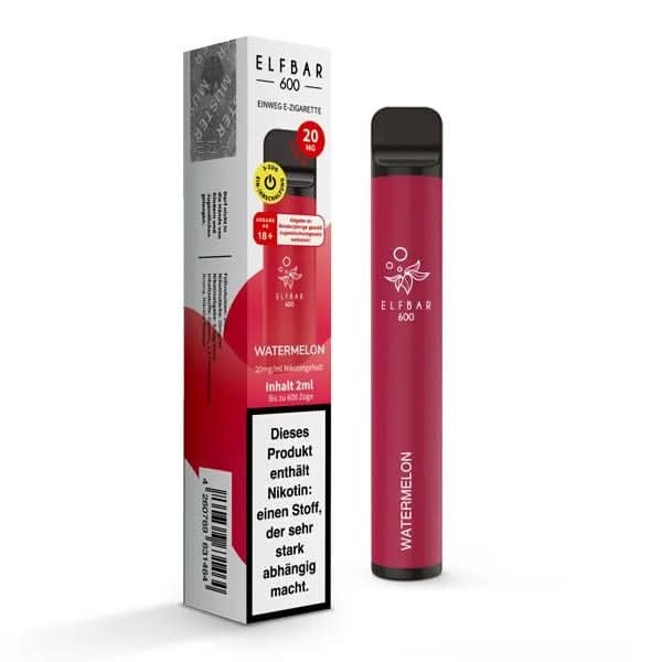 Elf Bar 600 CP (V1) in Wassermelone Geschmack – erlebe saftige Sommerfrische, ideal für Genießer eines einfachen Fruchtvapes.