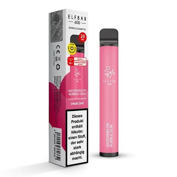 Elf Bar 600 CP V1 - Wassermelonen-Kaugummi Vape Pen mit fruchtigem Geschmack und spaßigem Design. Perfekt für dein Dampferlebnis.