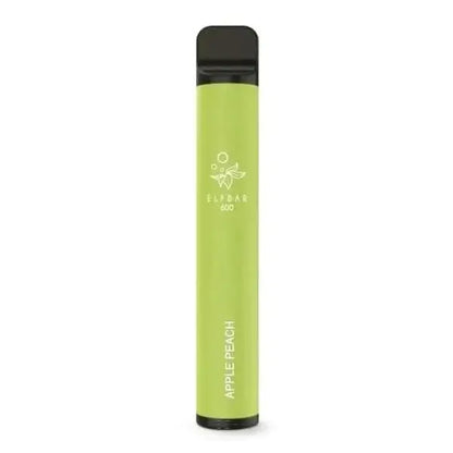 Elf Bar 600 CP V1 in Apfel Pfirsich Geschmack, grüne E-Zigarette für fruchtiges Vape-Erlebnis, perfekter Mix aus Apfel und Pfirsich.
