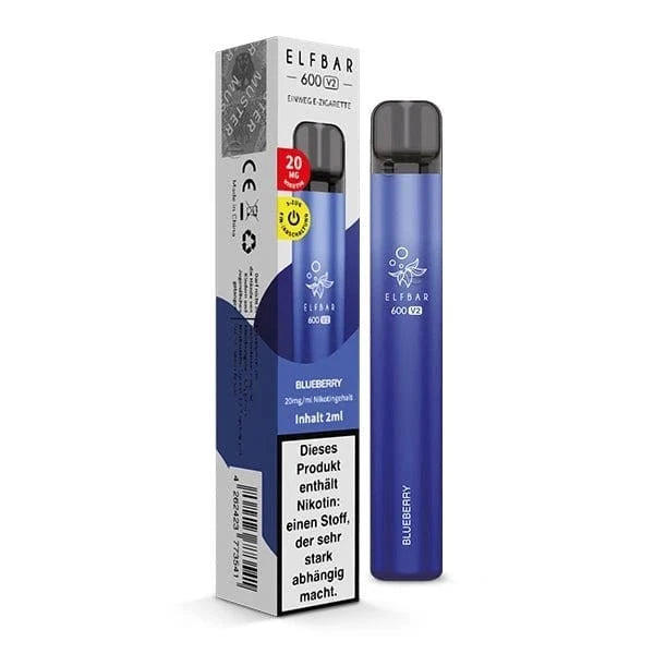 Elf Bar 600 V2 Blueberry Einweg E-Zigarette für intensiven Blaubeer-Vape-Genuss mit natürlichen Fruchtaromen.