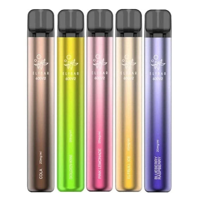 Elf Bar 600 V2 Vape Pens in verschiedenen Geschmacksrichtungen, bunte Auswahl an Einweg-Vapes für dein ultimatives Dampferlebnis.