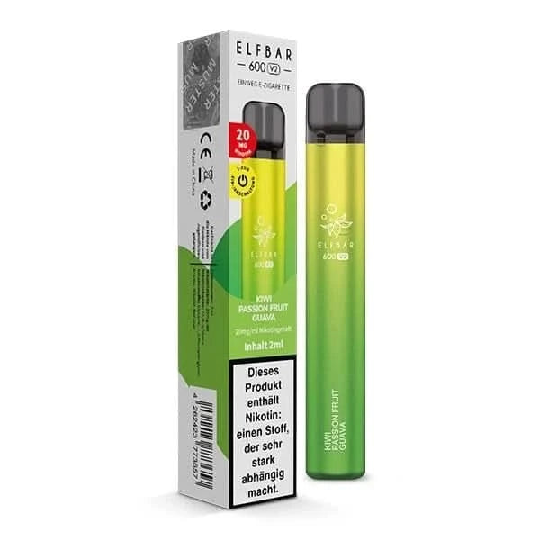 Elf Bar 600 V2 CP - exotisches Kiwi Passionsfrucht Guave Aroma, ideal für ein tropisches Vaping-Erlebnis. Entspanne und genieße!