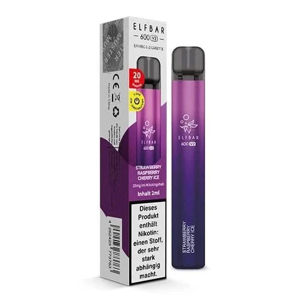 Elf Bar 600 V2 CP in Erdbeere Himbeere Kirsche Menthol Flavour - E-Zigarette mit einem erfrischenden Beeren-Cocktail-Geschmack erleben.