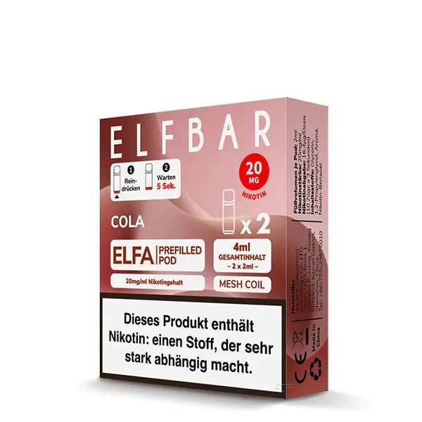 Elf Bar Elfa Pod (2er Set) - Cola (Cola) Einweg Pod-System - EAN 4260769638920 - von vape-dealer.de
