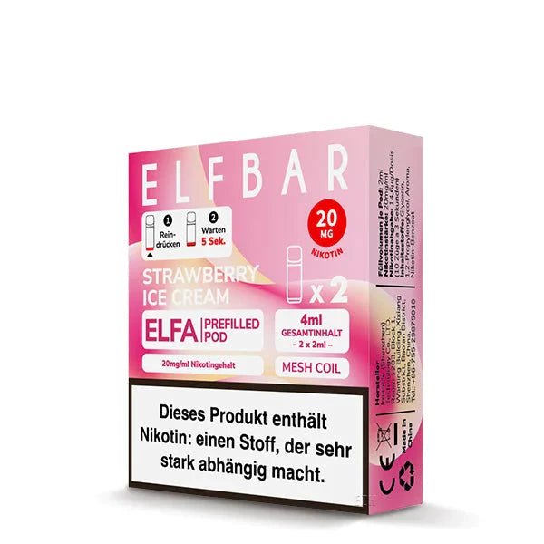 Elf Bar Elfa Pod (2er Set) - Strawberry Ice Cream (Erdbeer-Eis) Einweg Pod-System - EAN 4260769638937 - von vape-dealer.de