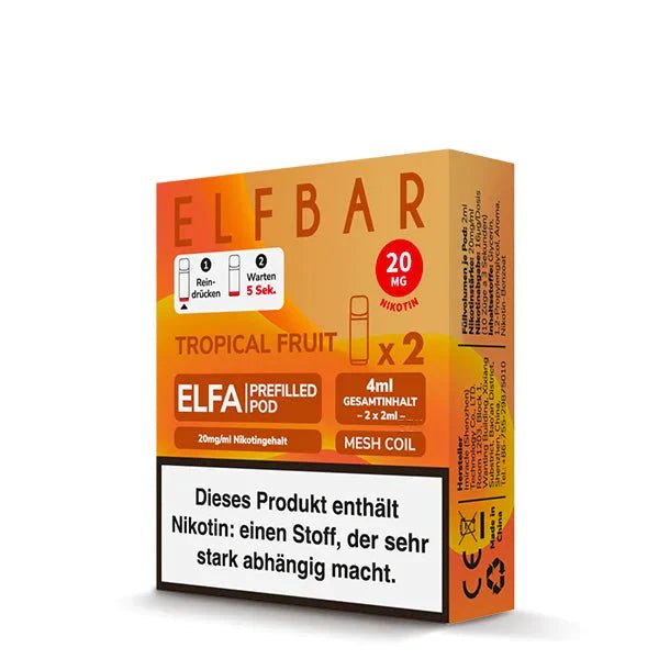 Elf Bar Elfa Pod (2er Set) - Tropical Fruit (Tropische Früchte) Einweg Pod-System - EAN 4260769639019 - von vape-dealer.de