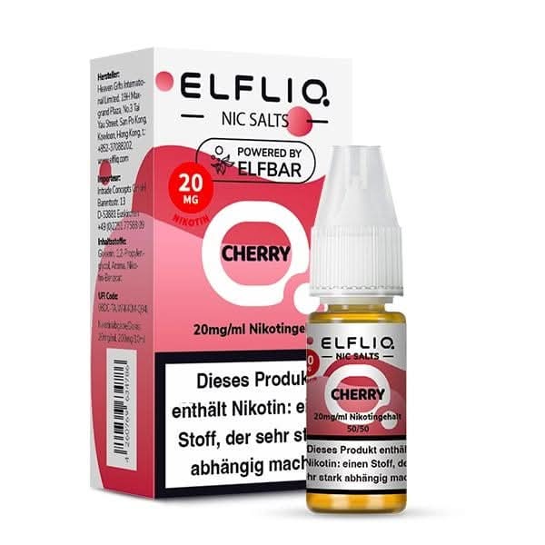 Entdecke den frischen Kirschgeschmack von Elfliq Cherry Nikotinsalz, ideal für deine Vape-Sessions. Erlebe den Geschmack sommerlicher Kirschen!