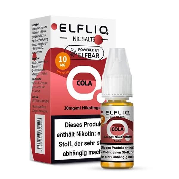 Genieße den spritzigen Cola-Geschmack mit Elfliq, Deine perfekte Wahl zum Vapen. Erlebe Erfrischung in jedem Zug, jetzt als E-Liquid!