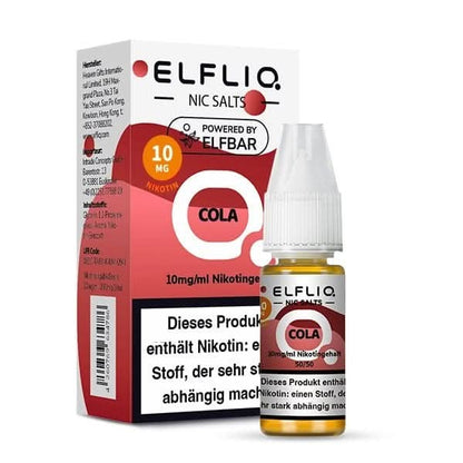 Genieße den spritzigen Cola-Geschmack mit Elfliq, Deine perfekte Wahl zum Vapen. Erlebe Erfrischung in jedem Zug, jetzt als E-Liquid!