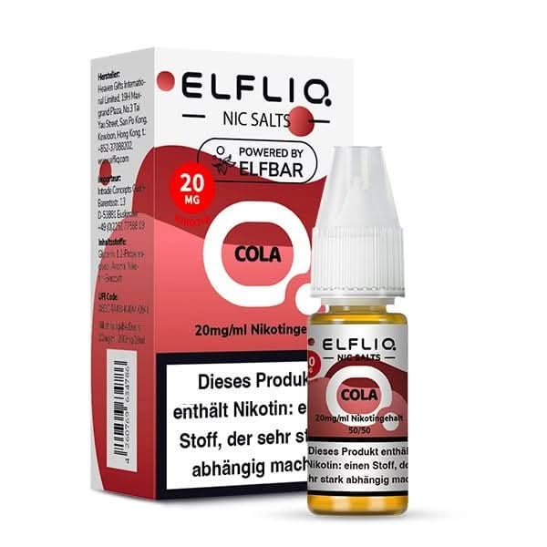 Elfliq Cola Liquid von Elf Bar, erlebe den klassischen Cola-Geschmack beim Dampfen, sprudelnd und erfrischend, ideal für Cola-Fans.