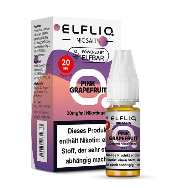 Elfliq Pink Grapefruit Nikotinsalzflasche und Verpackung, erfrischender Pampelmusen-Geschmack von Elf Bar Elfliq für Umweltfreunde