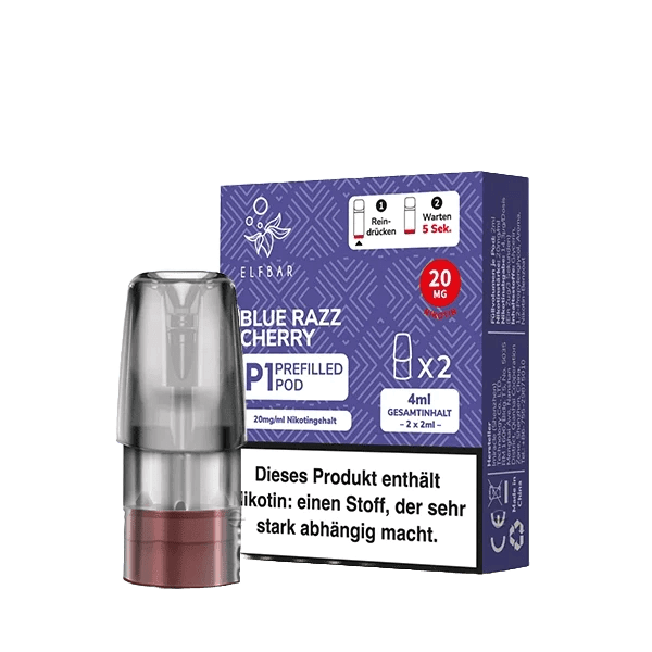 Elf Bar Mate 500 P1 Pod (2er Set) - Blue Razz Cherry (Blaubeere Himbeere Kirsche) Einweg Pod-System - EAN 4262423770052 - von vape-dealer.de