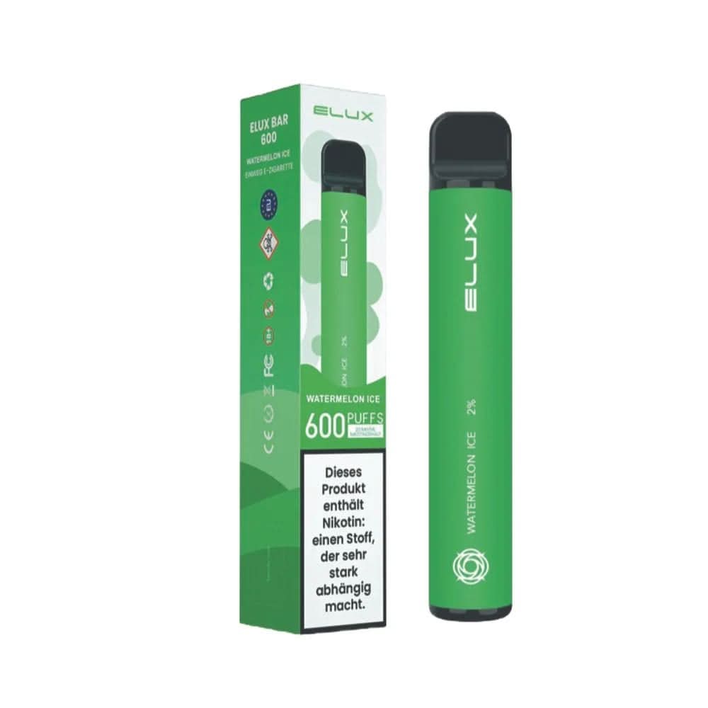 Elux Bar 600 - Wassermelone Menthol - Erfrischender Einweg Vape mit Geschmack von reifer Wassermelone und kühlem Menthol