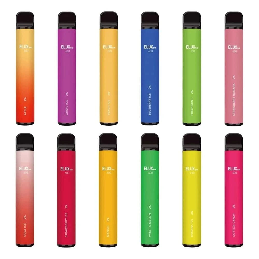 Alt Tag: Vielfältige Elux Bar 600 E-Zigaretten in verschiedenen Geschmacksrichtungen, inklusive Wassermelone Menthol, zur Erfrischung.