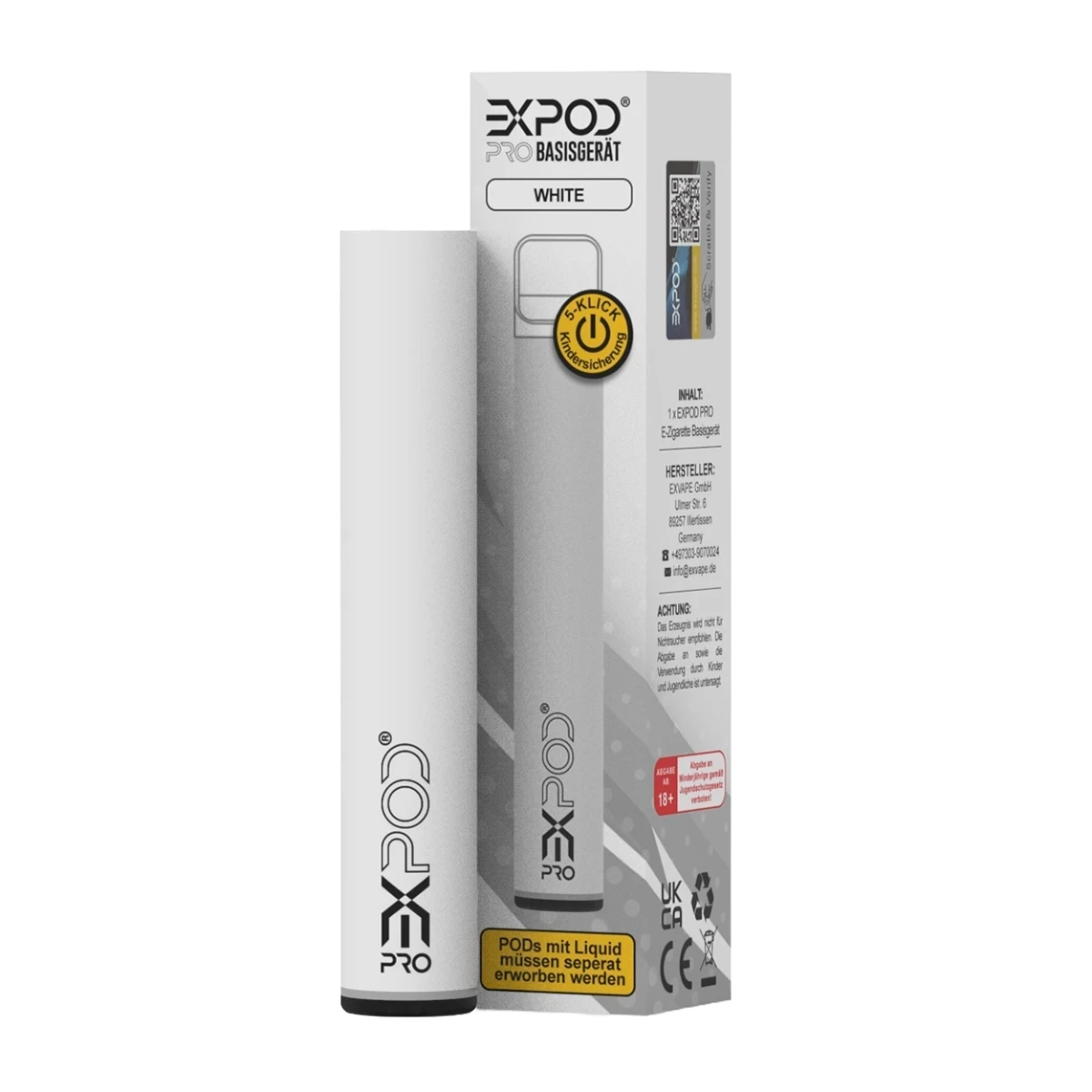Entdecke das eXpod Pro Basisgerät in Weiß - minimalistisches Design und moderne Technik, perfekt für deinen klaren Stil.