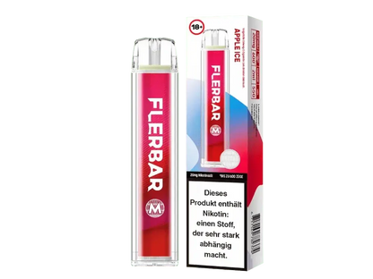 Flerbar M Apple Ice: Süßer Apfel trifft auf kühles Menthol - Perfekt für einen erfrischenden Dampfer-Genuss.