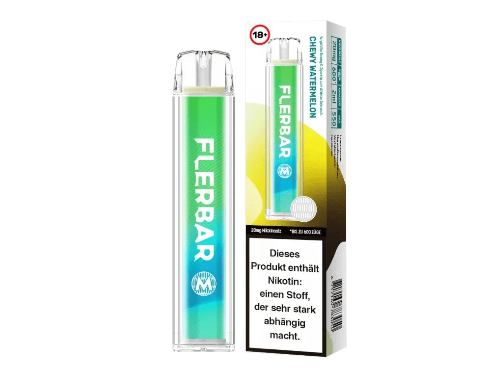 Flerbar M - Chewy Watermelon E-Zigarette, erfrischender Wassermelone-Kaugummi-Geschmack. Sommerliches Design, entspannter Genuss.