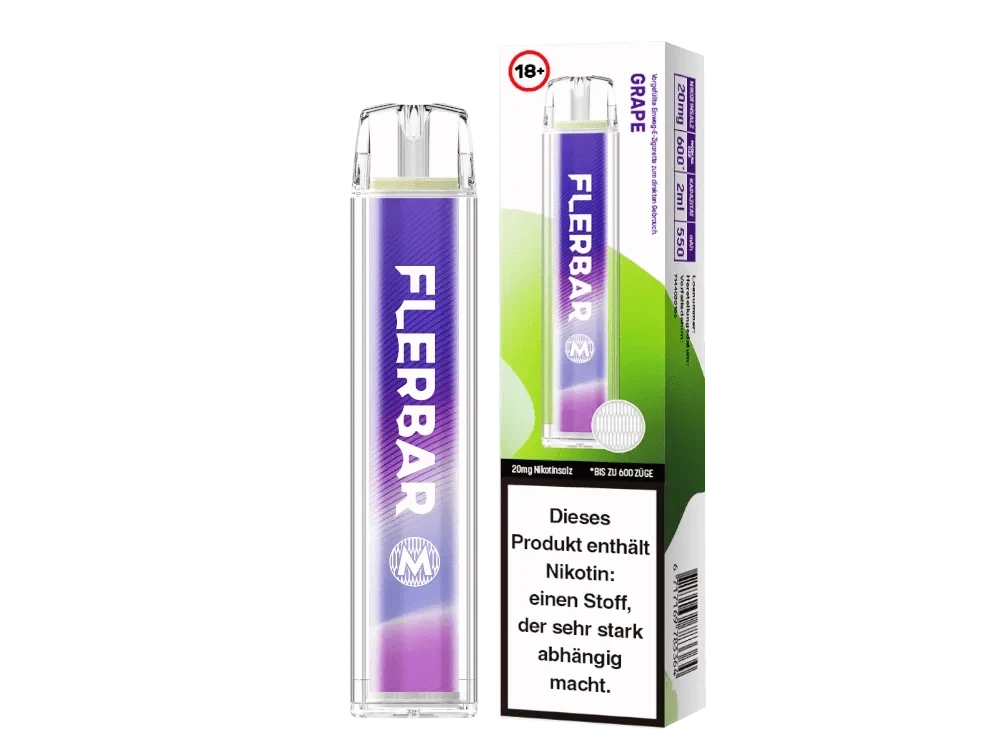 Flerbar M Grape Vape mit intensivem Traubengeschmack, ideal für Genußmomente voller natürlicher Fruchtigkeit. Jetzt entdecken!
