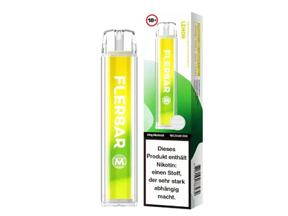 Flerbar M Lemon E-Zigarette mit erfrischendem Zitronengeschmack, ideal für einen spritzigen Genuss unterwegs.
