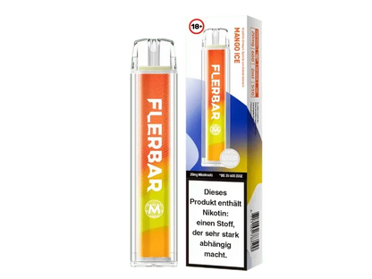 Tauche ein in tropischen Genuss mit der Flerbar M Mango Ice E-Zigarette. Erlebe süße Mango und erfrischendes Menthol.