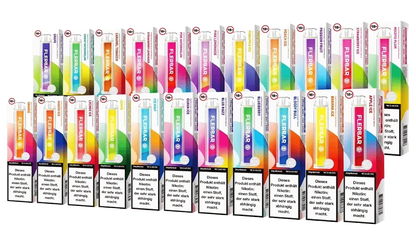 Vielfalt von Flerbar M Geschmacksrichtungen in bunter Verpackung – Entdecke köstliche Aromen wie Banana Ice, ideal für exotische Erlebnisse.