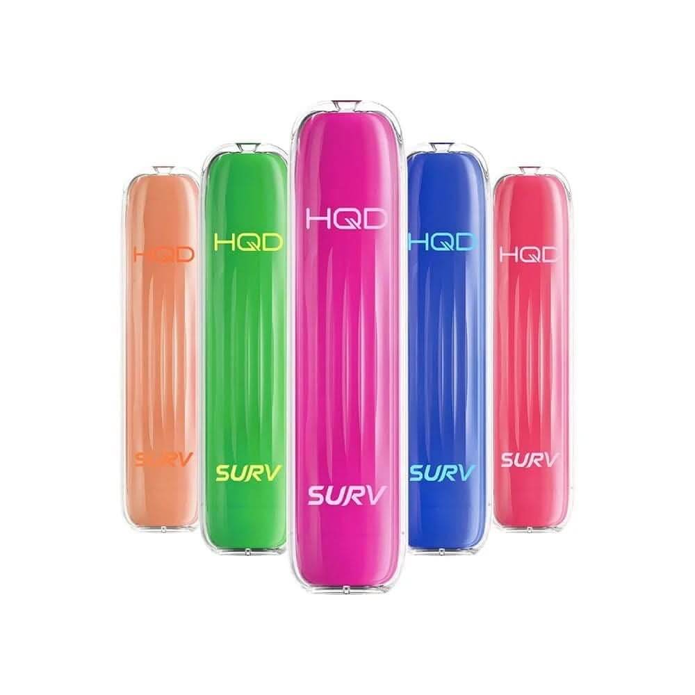 Entdecke die HQD Surv Mambo (Ananas Mango), einweg E-Zigaretten in verschiedenen tropischen Farben. Genieße deinen tropischen Vape-Urlaub!