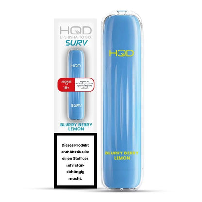 HQD Surv E-Shisha Blurry Berry Lemon mit Blau- und Himbeergeschmack, erfrischende Geschmacksnote, perfekt für unterwegs.