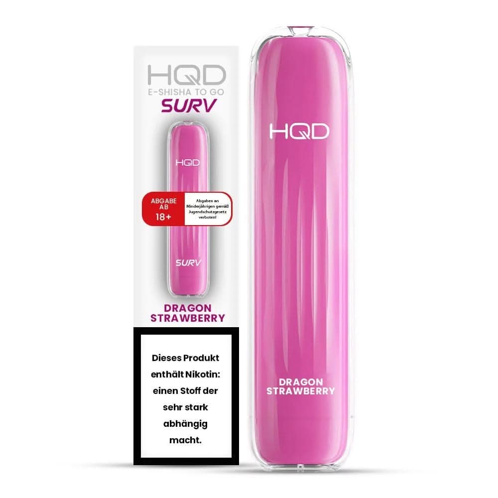 Entdecke das HQD Surv E-Shisha in Dragon Strawberry Geschmack, eine spannende Mischung aus Drachenfrucht und Erdbeere.