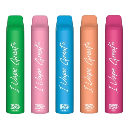 Bunte IVG Vape Pens in verschiedenen Geschmacksrichtungen, ideal für erfrischende Sommer-Vaping-Erlebnisse.
